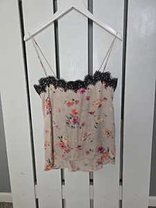 Zara Women Dainty Camisole Tank Top Pink Floral Eyelash Lace Trim Small - Picture 1 of 8