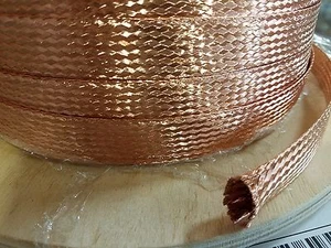 5 FEET 3/4" BRAIDED GROUND STRAP GROUNDING Bare Copper Flat Braid MADE IN USA - Picture 1 of 1