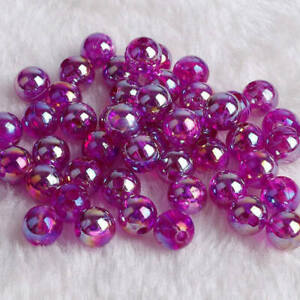 Wholesale 6/8/10mm Shiny AB Round Loose Acrylic Beads Charms DIY Jewelry Making#