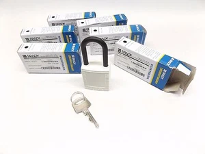 Lot of 6 Brady 123332 Lockout Padlock, Kd White 1/4″ Diameter - Picture 1 of 2