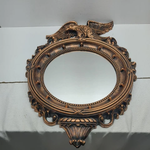 Vintage Coppercraft Guild Federal Eagle Round Plastic Porthole Mirror 4007A 21" Cover