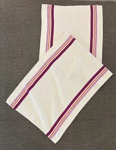 JEAN-VIER French Cotton Linen Table Runner set of 2 ivory striped made in France - Picture 1 of 3