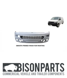 PRIMED SMOOTH FRONT BUMPER KIT FITS VW VOLKSWAGEN TRANSPORTER T5" - Picture 1 of 7
