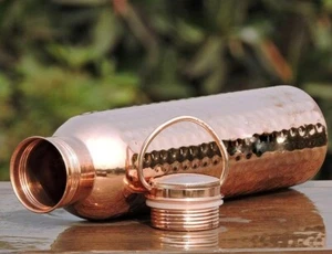 Copper Handle Bottle, Pitcher Flask With Ayurveda Yoga Health Benefits Drinkware - Picture 1 of 8