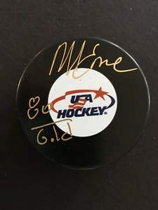 MIKE ERUZIONE AUTOGRAPHED "USA HOCKEY PUCK" J.S.A. AUTHENTICATED - Picture 1 of 4