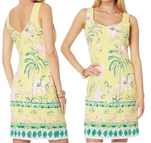 Vestido Lilly Pulitzer Del Rey Shift Pinzón Amarillo Tropical Oasis, Talla M - Imagen 1 de 7