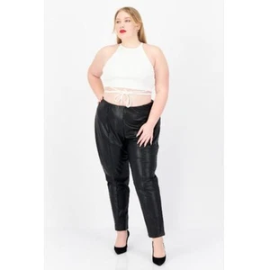 Anne Klein Womens Faux Leather Pants 3x Black High Rise Ankle NWT - Picture 1 of 8