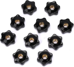 10 Pack 6 Star Knobs 1/4 Inch 20 Female Threaded Hexagon Head Thru Knob Clamping - Picture 1 of 7