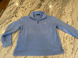 Polo Ralph Lauren 1/4 Zip Pullover Mens Blue Estate Rib Pony Sweater Shirt L - Picture 1 of 6