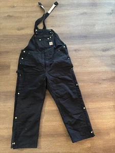Carhartt R41 Black w/ Red Quilt Lined Zip to Hip Overall 46x30 - Picture 1 of 6