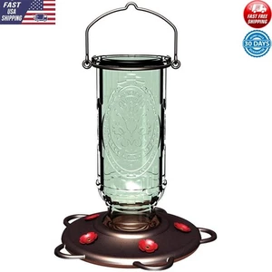 Mangiatoia per colibrì in vetro vintage 20 oz posatoi in metallo resistente facile da pulire - Foto 1 di 12