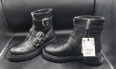 Botas negras con plataforma de cuero para mujer Zara 1109/910/040 talla 7,5 Foto 1 de 4