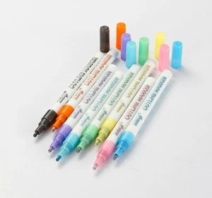 Double Line Outline Marker Pens 12-Colors Metallic Outline Markers Arts Crafts - Picture 1 of 3