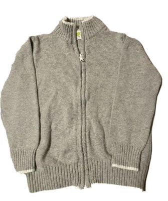 Crazy 8 Size XS 4 Boys Gray Full Zip Up Long Sleeve Sweater Jacket 100% Cotton - Image 1 of 4