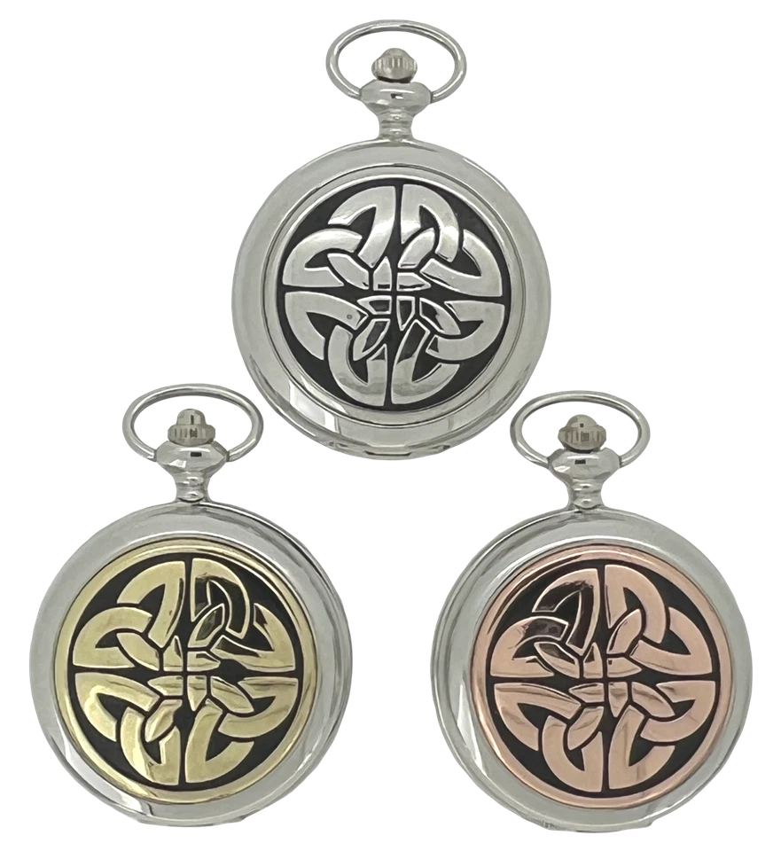 Scottish Celtic Knot Design Silver Tone Quartz Pocket Watch by WESTIME WT5063.85 - Image 1 of 4