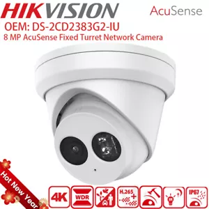 Hikvision OEM 8MP fotocamera IP DS-2CD2383G2-IU IR AcuSense MIC rilevamento movimento US - Foto 1 di 17