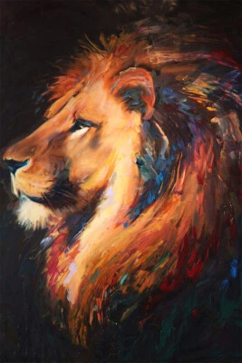 Потрясающий абстрактный лев животное цветная живопись печать настенное искусство дома - плакат 20 x 30 - Изображение 1 из 3