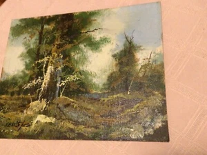 H. Bailey Small Oil Painting~Landscape~Forest~Vintage~Signed~8 x 10" On Wood - Picture 1 of 10