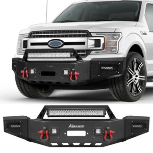 Front Bumper w/Winch Plate & LED Lights & D-rings For 2018 2019 2020 Ford F-150 - Picture 1 of 10