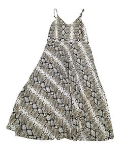 Banana Republic Babydoll MIDI DRESS Chiffon Accordian Pleat animal print sz 10 - Picture 1 of 9