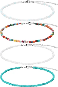 Women Bead Choker Necklace Colorful Bohemian Seed Bead Chain Women Boho Hawaiian - Picture 1 of 12