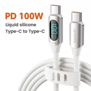 100W USB C to USB C Cable PD Fast Charging USB Type C Data Cord Digital Display - Picture 1 of 11