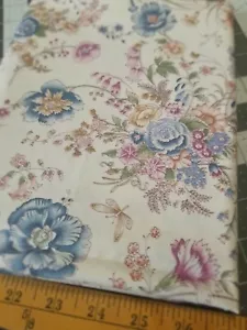 VTG Vintage OOP Joan Kessler Concord Fabric Cotton Blue Wild Flowers 2YDS - Picture 1 of 4