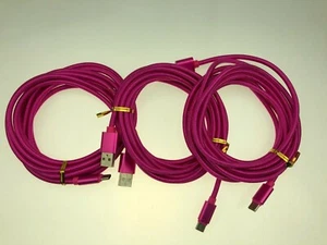 3-Pack 10ft Type-C to USB Nylon Braided Charging Cable Cord for Android Phones - Picture 1 of 11