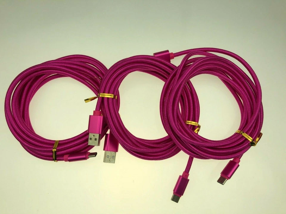 3-Pack 10ft Type-C to USB Nylon Braided Charging Cable Cord for Android Phones - Image 1 of 1