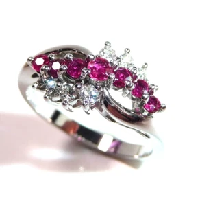 Ring - 585 Weißgold Diamanten - Rubine - Gr: 57,5 / 18,25 mm - änderbar 4,5gr - Bild 1 von 8