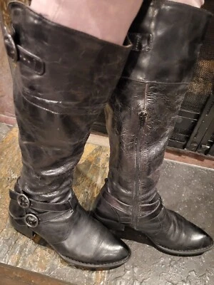 womens tall black leather boots size 10 - Image 1 of 4