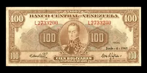 VENEZUELA - 100 Bolivares 1961 P.34d VF+ / F+ - Picture 1 of 3
