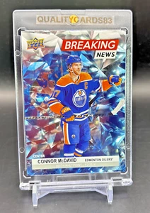 CONNOR MCDAVID BLUE CRACKED ICE REFRACTOR CARD WITH CASE NHL OILERS - Picture 1 of 6