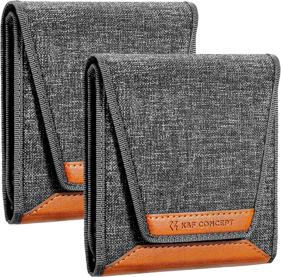K&F Concept Lens Filter Case 4 Pocket Leather Carrying Filters Bag Pouch Square - Image 1 of 4