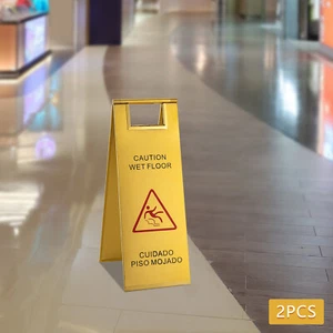 2 Stück Edelstahl Nassboden Schild Achtung Nassboden Schild Sicherheit Warnschild - Bild 1 von 18