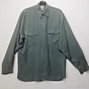Tommy Bahama Hemd Herren L olivgrün 100% Seide Knopfleiste Langarm Taschen - Bild 1 von 14