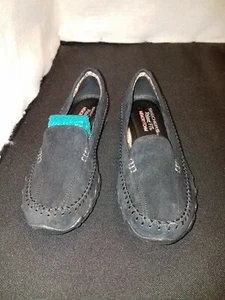 NWOB US6/UK3/EU36 SKECHERS Relaxed Fit Black Suede Slip On Sports Loafers SHOES - Picture 1 of 12