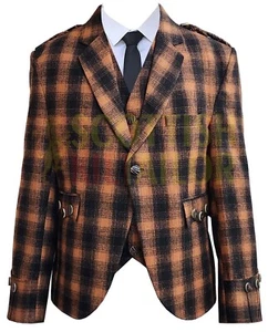 Scottish Tweed Wool Argyll kilt Jacket & Waistcoat Scottish Kilt Jacket For Sale - Picture 1 of 3