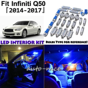 Kit de 12 unidades de equipamiento de luces interiores LED azules para Infiniti Q50 2014 2015 2016 2017 - Imagen 1 de 10