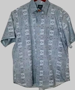 Woolrich Vtg Blue Southwestern Patterned Button Up Short Sleeve Mens Size XL EUC - Picture 1 of 5