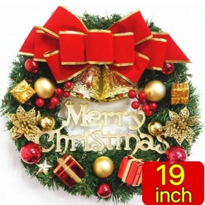 19 inch Christmas Wreath Xmas Gift Front Door Wall Decor Garland Yard Decoration - Picture 1 of 5