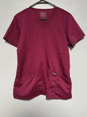 Cherokee Authentic Workwear Women’s Burgundy Scrub Top Medium - Image 1 of 4