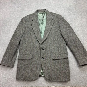 Harris Tweed Jacket Adult 44R Grey Country Hunting Outdoors Weave Blazer Mens* - Picture 1 of 15