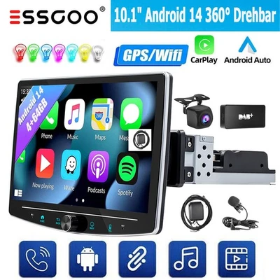 DAB+KAM 1 DIN  4+64G 4Core Android 15 Carplay Autoradio 360° Drehbar Bildschirm - Bild 1 von 4