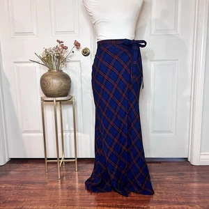 Forever 21 Womens Plaid Maxi Wrap Skirt Sz S Heritage Classic Old Money Holiday - Picture 1 of 8