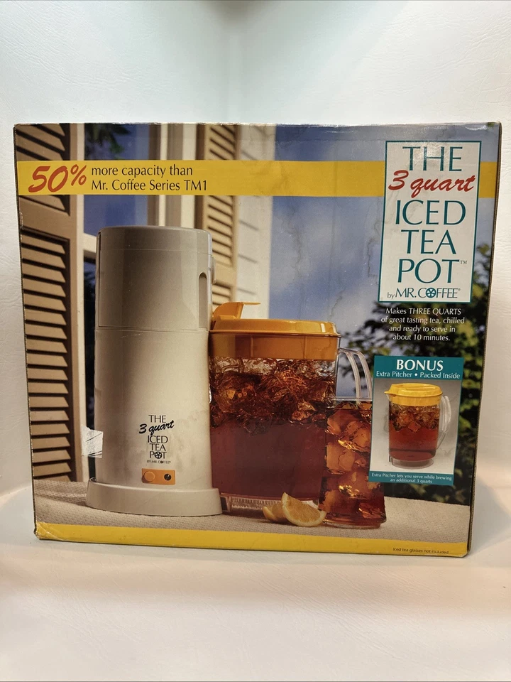 Mr. Coffee TM3P 3-Quart Iced Tea Pot Maker with Blue Lid Pitcher
