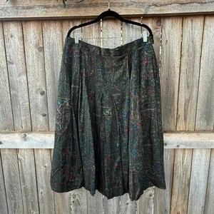 VTG Geiger wool green print SKIRT Euro Size 50 US size 16 midi - Picture 1 of 5