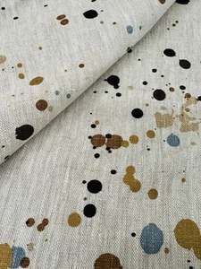 Peter Fasano Paint Splatter Linen Print Fabric Spatter Dash Gold Neutral 0.60 yd - Picture 1 of 3