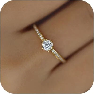 2 Ct Round Cut Lab Created Diamond Engagement Band Ring 14K Yellow Gold Plated - Image 1 of 4