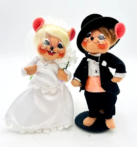 Annalee Mobilitee Dolls 2008 Bride & Groom Mouse Couple 8.5" Wired Dolls - Imagen 1 de 5